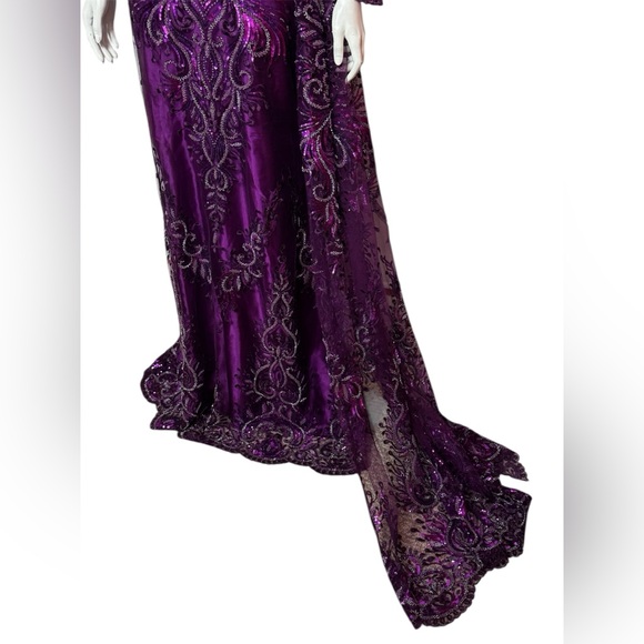 Unbranded Glamorous Elegant Purple Sequined/Jeweled Evening Formal Gown - Picture 7 of 16